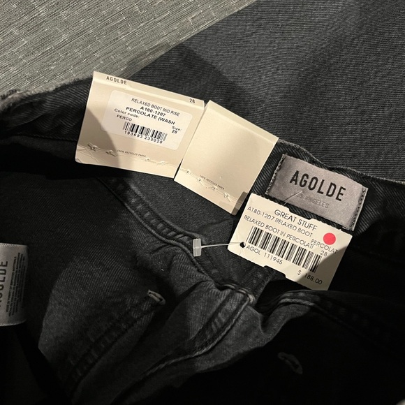 NWT Agolde Mid Rise Relaxed Distressed Boot Cut Bootcut Jeans Percolate Black - Picture 8 of 11